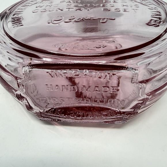 VTG Wheaton 1983 Rutherford B. Hayes Collector Bottle Decanter Pink Luster Glass - Picture 8 of 9